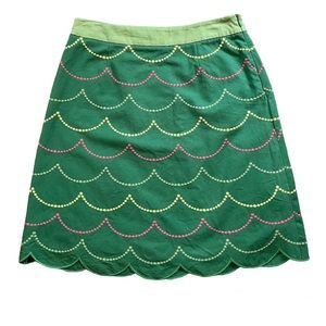 BODEN Green Embroidered 100% Cotton Skirt, Women’s Size 4R